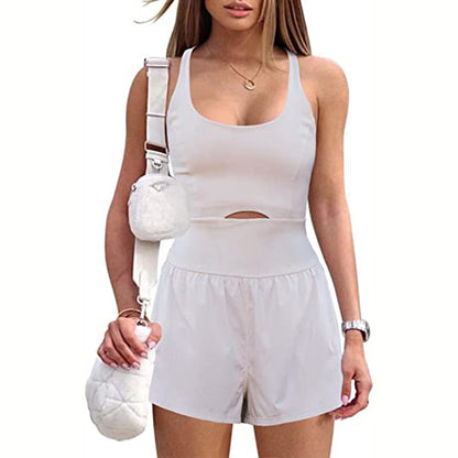 Women's Hollow Cross Back Tennis & Athletic Jumpsuit