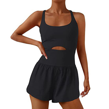 Women's Hollow Cross Back Tennis & Athletic Jumpsuit