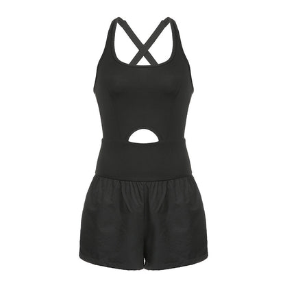 Women's Hollow Cross Back Tennis & Athletic Jumpsuit